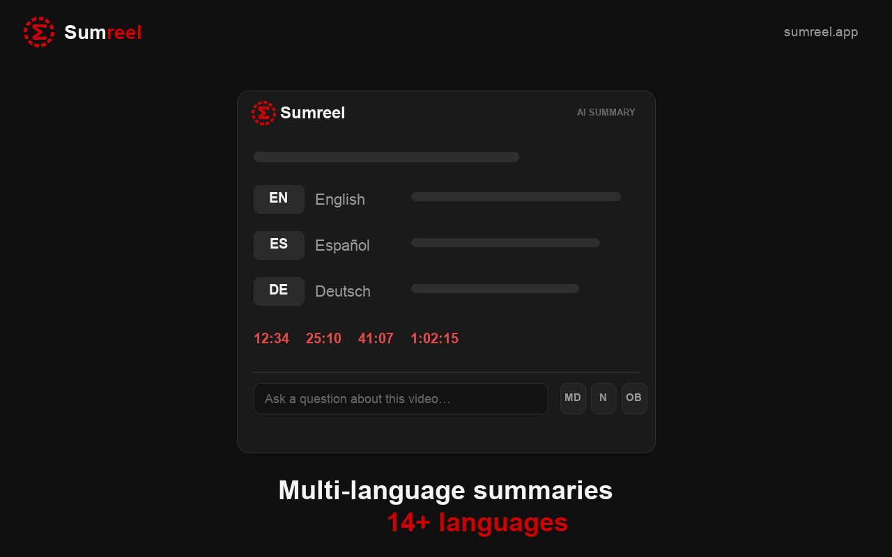 Sumreel multi-language summaries